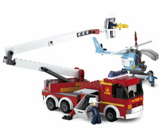 Sluban Hasiči M38-B0627 Teleskopická plošina s vrtuľníkom / Lego - kompatibilný / Počet figúrok|dielikov:3|403 / od 6 rokov