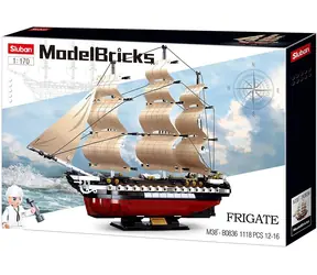 Sluban Model Bricks M38-B0836 Fregata USS Constitution vojnová loď / Lego - kompatibilný/ figúrok|dielikov: 1|1118