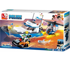 Sluban Polícia M38-B0657 Loď vrtuľník a zlodej v člne / LEGO - kompatibilný / Počet figúrok|dielikov: 4|339 / od 6 rokov