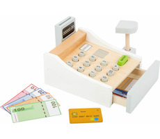 Small Foot Drevená evidenčná pokladňa biela / od 3 rokov