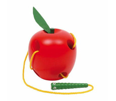 Small Foot Drevená hra na prevliekanie jablko na prevliekanie / od 3 rokov