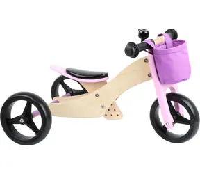 Small Foot Drevené odrážadlo Trike 2 v 1 ružová / od 12 mesiacov