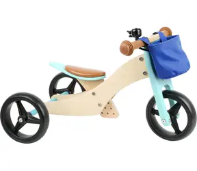 Small Foot Drevené odrážadlo Trike 2 v 1 tyrkysová / od 12 mesiacov