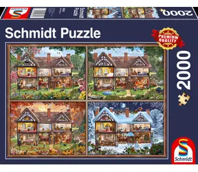 Schmidt Puzzle Chalúpka - 4 ročné obdobia / 2000 dielikov / od 12 rokov