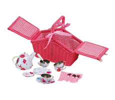 Small Foot Piknikový ružový kôš s riadom / od 3 rokov