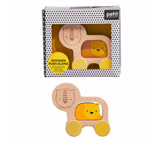 Petit Collage Drevený lev na kolieskach / od 12 mesiacov