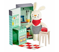 Petit Collage Plyšový zajačik v kuchyni / od 3 rokov