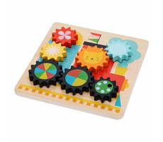 Petit Collage Puzzle ozubené kolieska vláčik / od 18 mesiacov