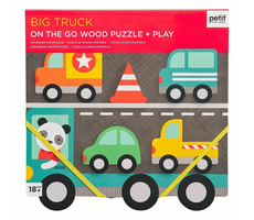 Petit Collage Robustné drevené puzzle Big Truck / od 18 mesiacov