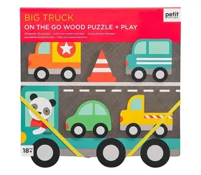 Petit Collage Robustné drevené puzzle Big Truck / od 18 mesiacov