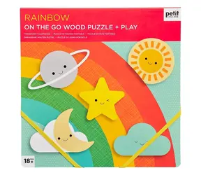 Petit Collage Robustné drevené puzzle Rainbow / od 18 mesiacov