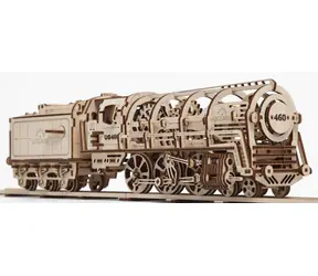 Ugears 3D drevené mechanické puzzle Parná lokomotíva 4-6-0 s tendrem / od 14 rokov / 443 dielikov / Obtiažnosť: vysoká
