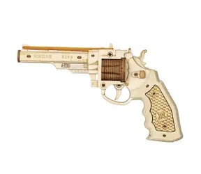 Robotime 3D drevené mechanické puzzle Revolver Corsac / od 14 rokov / 102 dielikov / Obtiažnosť: nízka