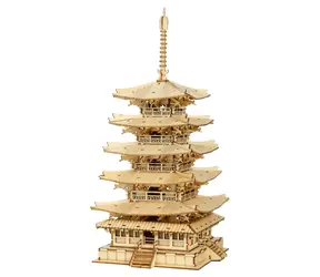 RoboTime drevené 3D puzzle Päťposchodová pagoda / od 8 rokov / 275 dielikov / Obtiažnosť: nízka