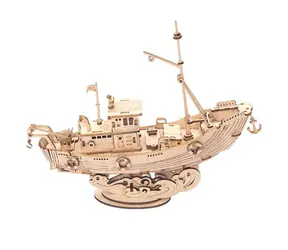RoboTime drevené 3D puzzle Rybárska loď / od 8 rokov / 104 dielikov / Obtiažnosť: nízka