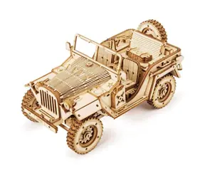 RoboTime drevené 3D puzzle Vojenský džíp / od 14 rokov / 369 dielikov / Obtiažnosť: stredná