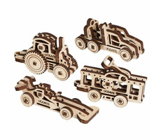 Ugears 3D drevené mechanické puzzle 4 mechanické prívesky Vozidlá / od 5 rokov / 62 dielikov / Obtiažnosť: nízka