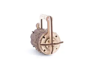 Ugears 3D drevené mechanické puzzle Zámok / od 14 rokov / 34 dielikov / Obtiažnosť: jednoduchá