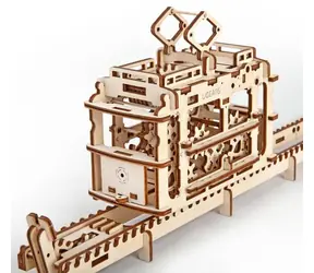 Ugears 3D drevené mechanické puzzle Kabínová lanovka s traťou / od 14 rokov / 154 dielikov / Obtiažnosť: stredná