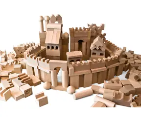 EkoToys Drevené kocky prírodné 220 ks XL / od 12 mesiacov