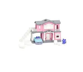 Green Toys Ružový dom s 9 ks príslušenstvo / od 3 rokov