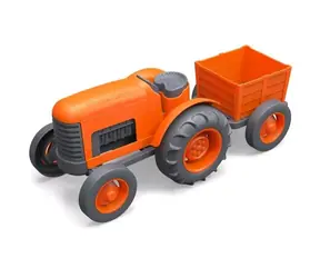 Green Toys Traktor s vlečkou oranžová / od 12 mesiacov