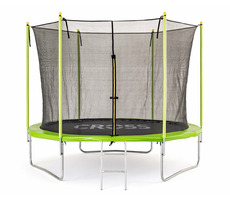 CROSS Trampolína so sieťou a rebríkom zelenočierna / 306 x 306 x 250 cm 