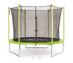 CROSS Trampolína so sieťou a rebríkom zelenočierna / 306 x 306 x 250 cm 