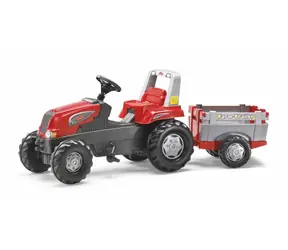 Rollytoys Šliapací traktor Rolly Junior RT s vlečkou červeno-sivý / od 3 rokov