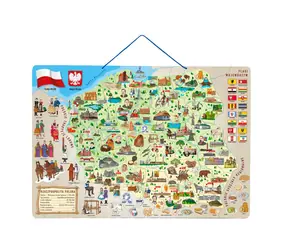 Woody Magnetická mapa Poľska s obrázkami a spoločenská hra 3v1 / od 3 rokov