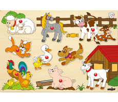 Woody Puzzle na doske - zvieratá pri statku / od 2 rokov