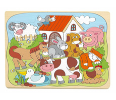 Woody Puzzle na doske ''Domáce veselé zvieratká'' / od 3 rokov