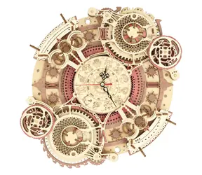 RoboTime 3D drevené mechanické puzzle Hodiny s kalendárom / od 14 rokov / 168 dielikov / Obtiažnosť: vysoká