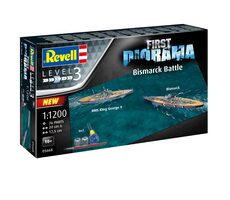 Revell 05668 First Diorama Set Bismarck Battle / Plastikový model / 1:1200 / Počet dielikov 76 / Obtiažnosť 3