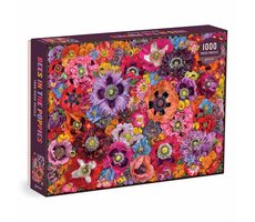 Galison Puzzle Včely medzi kvetmi maku / 1000 dielikov / od 8 rokov