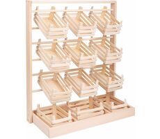 Small Foot Drevený predajný stojan s prepravkami / od 3 rokov