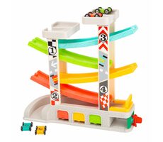 Small Foot Závodná dráha s parkoviskom a garážami / od 18 mesiacov