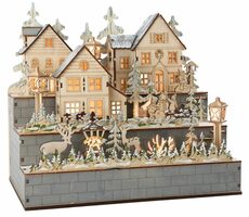 Small Foot Drevená lampa zimná dedina / 2x AA