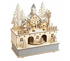 Small Foot Drevená hracia skrinka so svetlom zimnej dediny / 2x AA