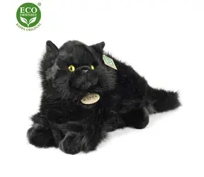 RAPPA Plyšová mačka čierna ležiaca 30 cm / ECO-FRIENDLY / od 0 mesiacov