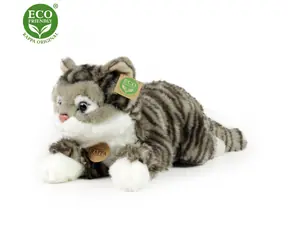 RAPPA Plyšová mourovatá mačka sivá 40 cm / ECO-FRIENDLY / od 0 mesiacov