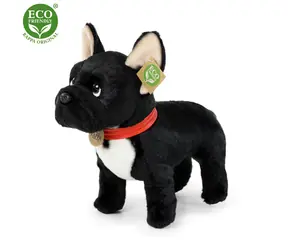 Rappa Plyšový francúzsky buldoček čierny s obojkom stojaci 30 cm / ECO-FRIENDLY / od 0 mesiacov