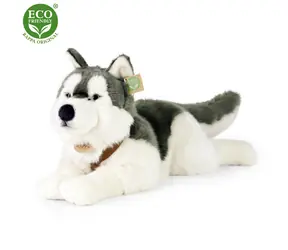 RAPPA Plyšový pes husky s obojkom ležiaci 60 cm / ECO-FRIENDLY / od 0 mesiacov