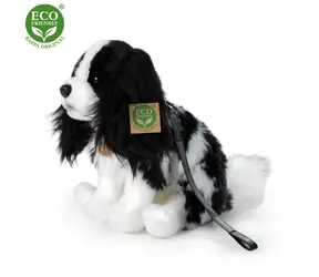 RAPPA Plyšový pes kavalier s vodítkom 27 cm / ECO-FRIENDLY / od 0 mesiacov