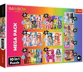 Trefl - Puzzle - Bábiky Rainbow High MEGA PACK 10v1 / 4x20.3x35.3x48 / 4x (16.7x15.6cm), 6x (22.3x15.6cm) / vek 4+