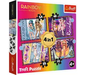 Trefl - Puzzle - Rainbow High: Módne bábiky 4v1 / 35 + 48 + 54 + 70 dielikov / 28.5 x 20.5 cm / vek 4+