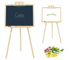 Jeujura Drevený stojan s multifunkčnou tabuľou 56x43 cm a príslušenstvom / od 3 rokov