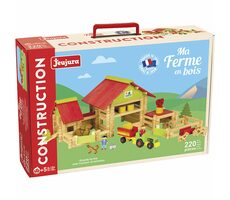 Jeujura Drevena stavebnice 220 dielov Veľká farma s traktorom a zvieratkami / od 5 rokov