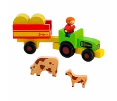 Jeujura Drevené figúrky k stavebniciam Farmár s traktorom 7 dielov / od 3 rokov