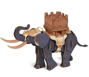 Robotime Drevená skladačka Bojovný slon / od 8 rokov / 107 dielikov / Obtiažnosť: stredná
